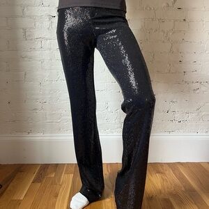 Zara Black Sequin Straight Leg Pants